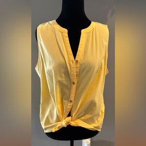 Yellow Sleeveless Button-Down Top